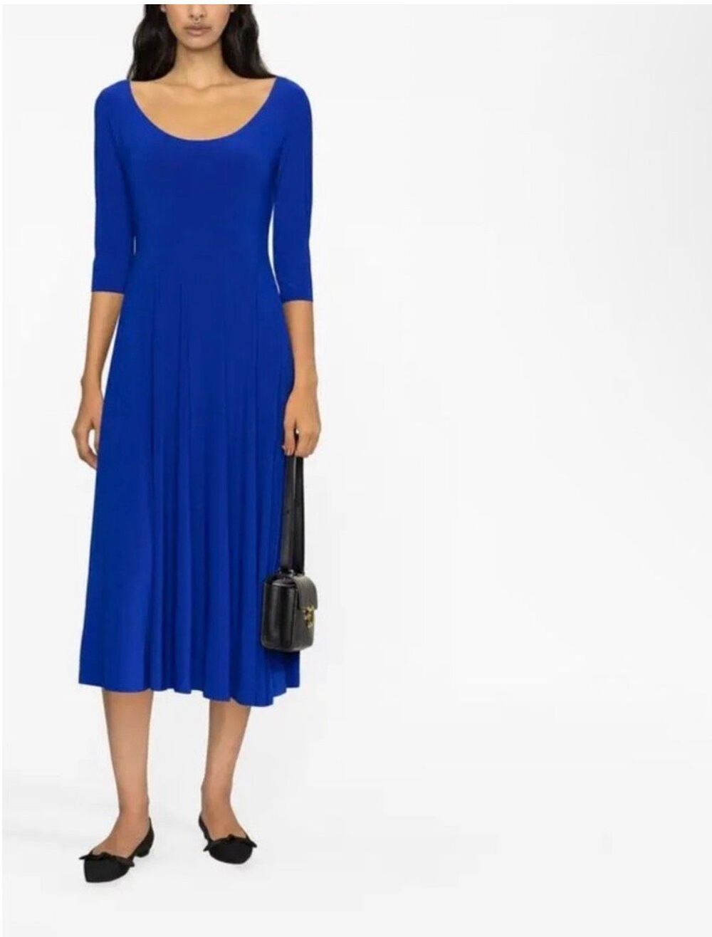 Norma Kamali Scoop Neck Flared Dress in Cobalt Size S
